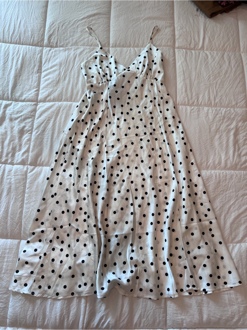 Sans Souci White Dress with Black Polka Dots